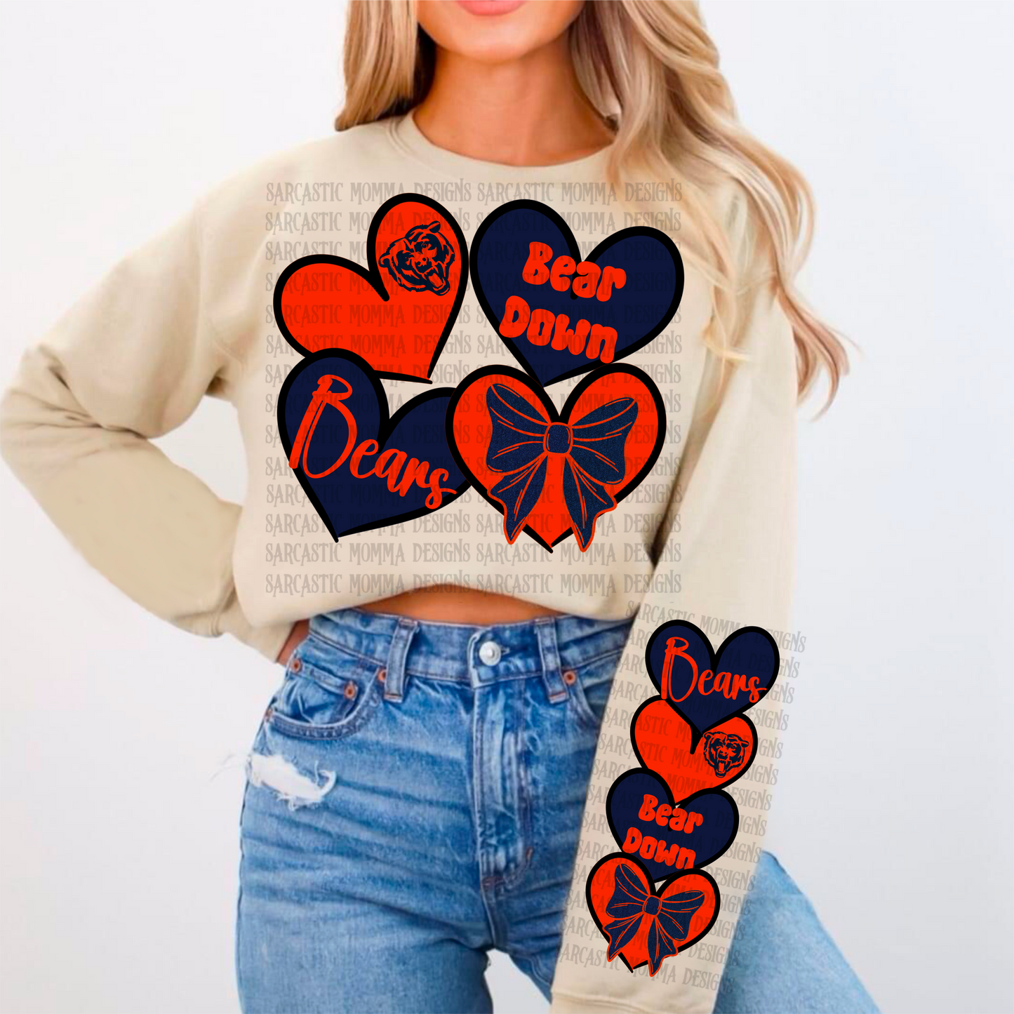 Bears Sports Hearts with Matching Sleeve- 2 PNG Files