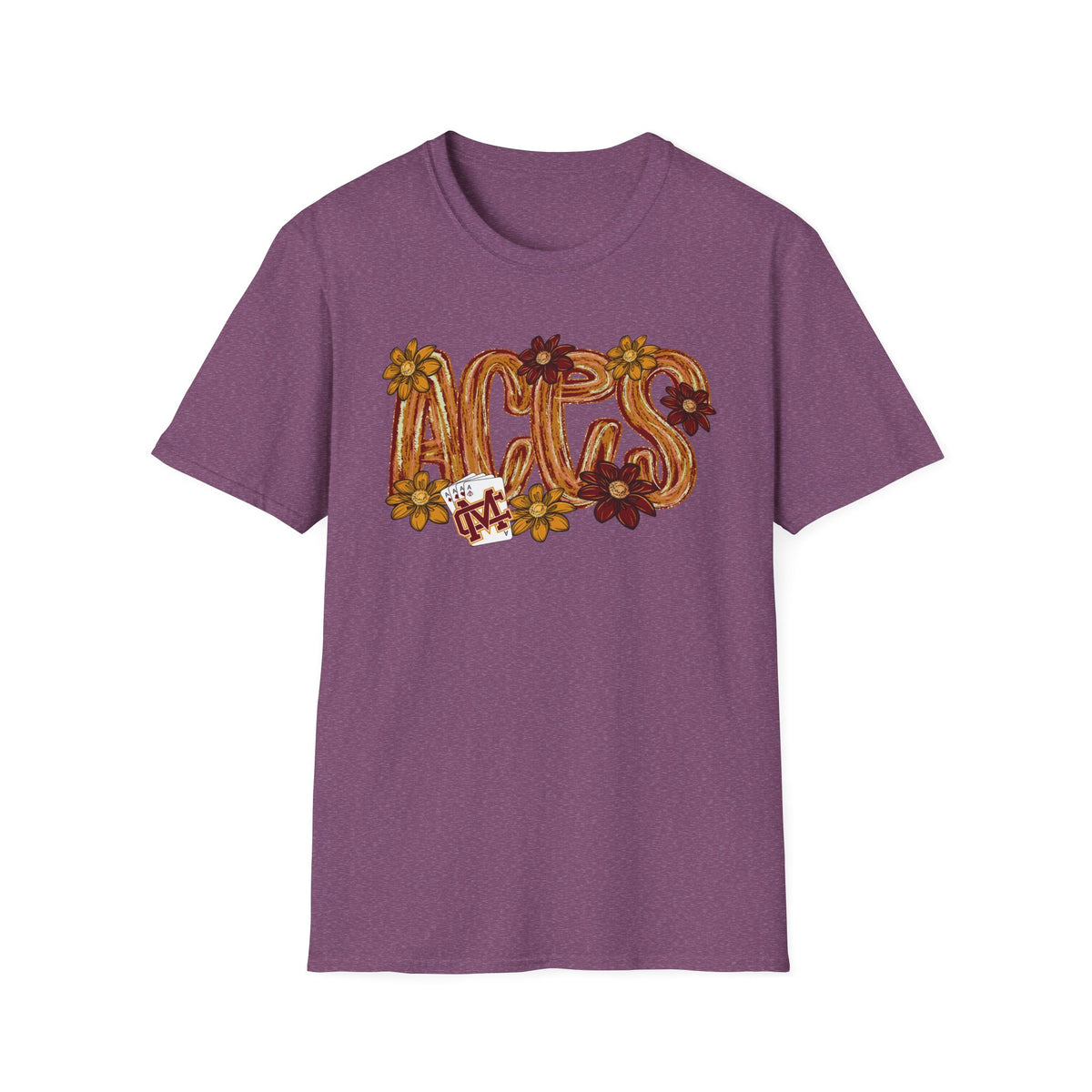 Aces Brushstrokes Floral Adult Unisex Softstyle T-Shirt