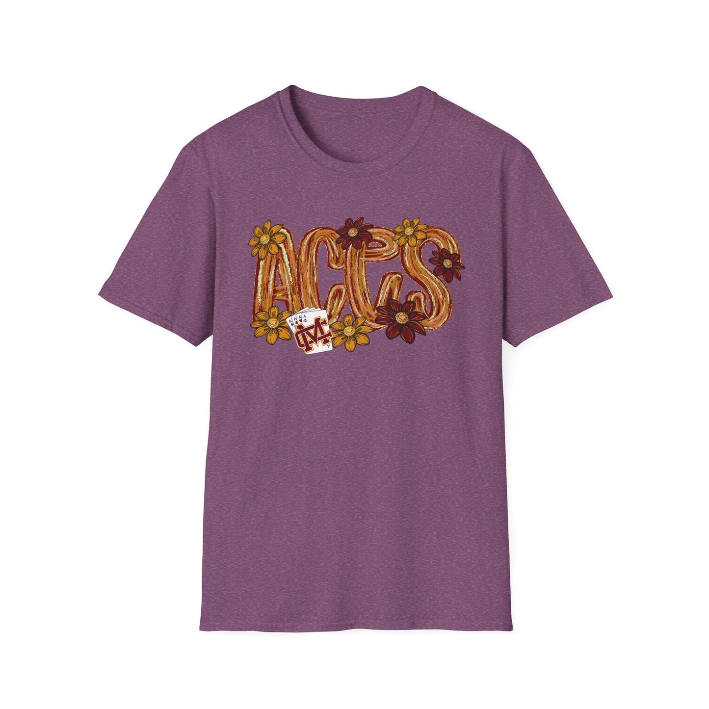 Aces Brushstrokes Floral Adult Unisex Softstyle T-Shirt
