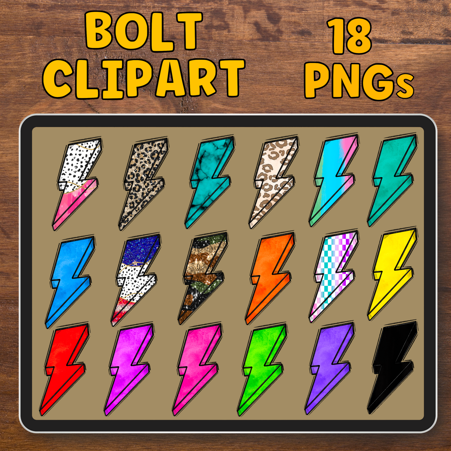 Bolt Clipart- 18 PNG Files