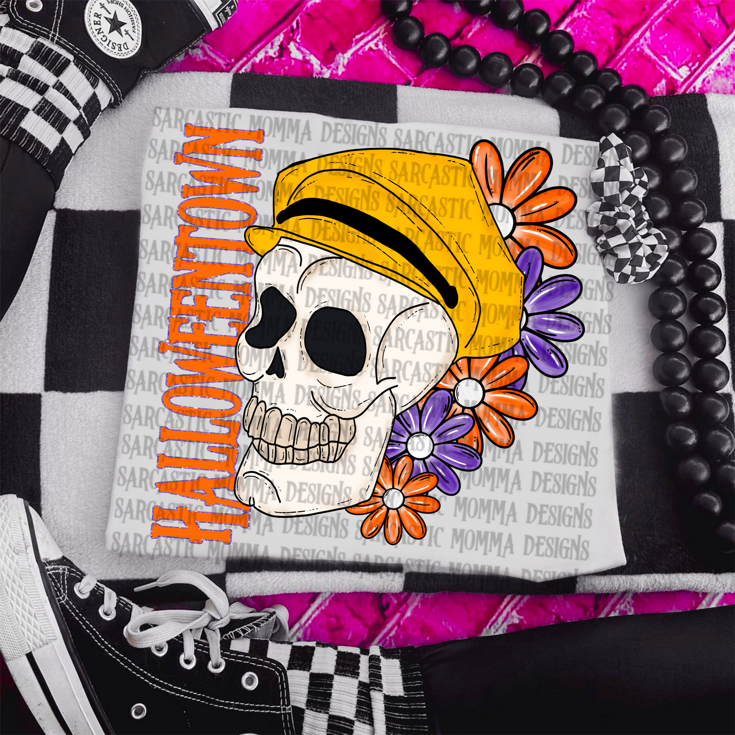 Halloween Town Floral & Sleeve- 2 PNG Files