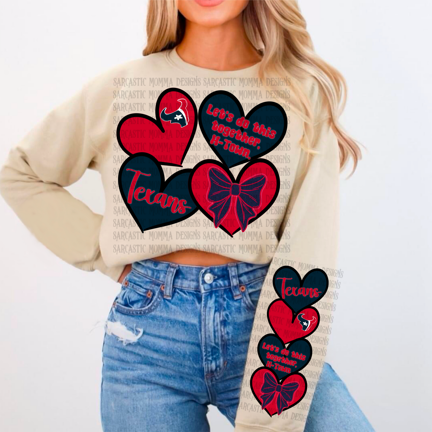 Texans Sports Hearts with Matching Sleeve- 2 PNG Files