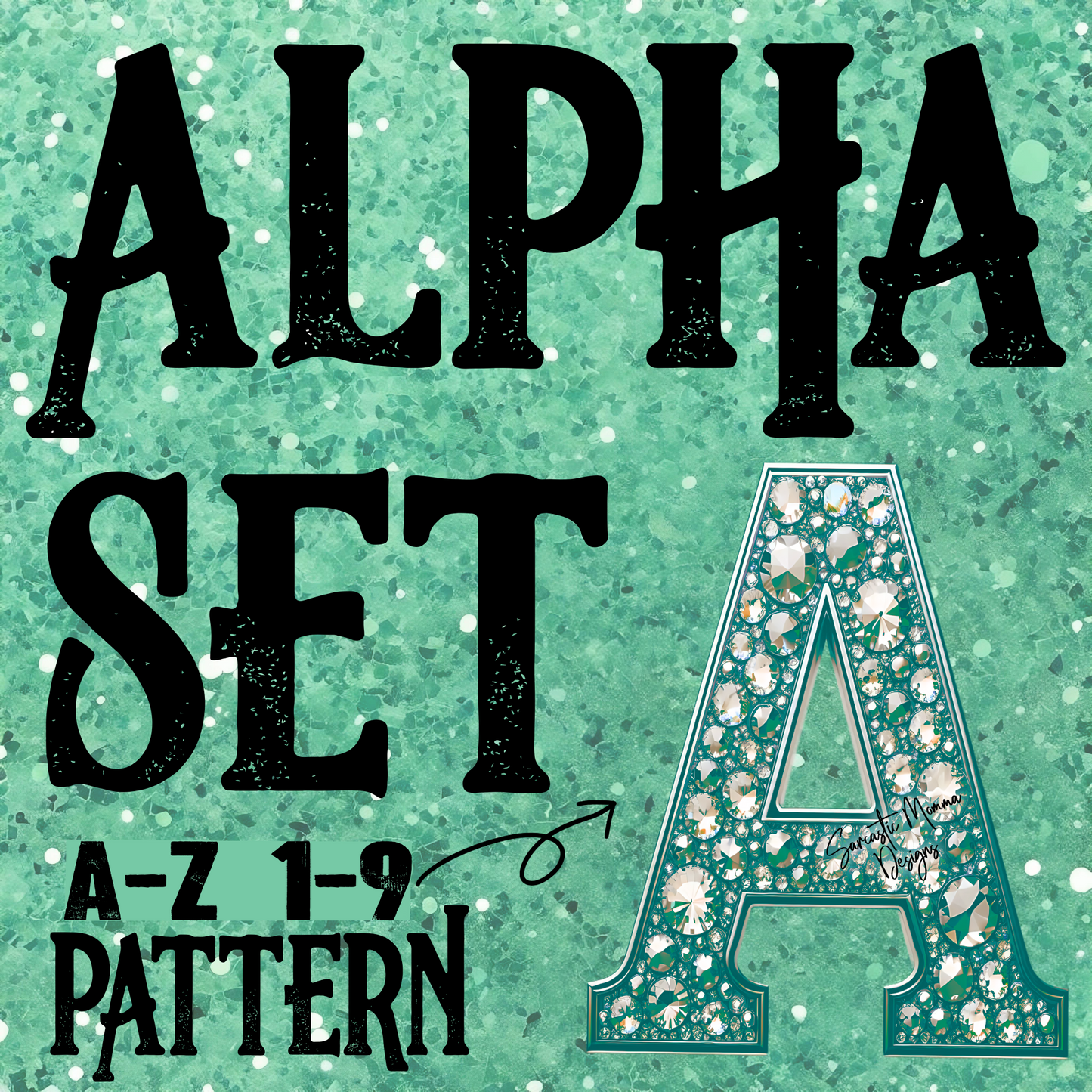 Teal Rhinestones Alpha Set