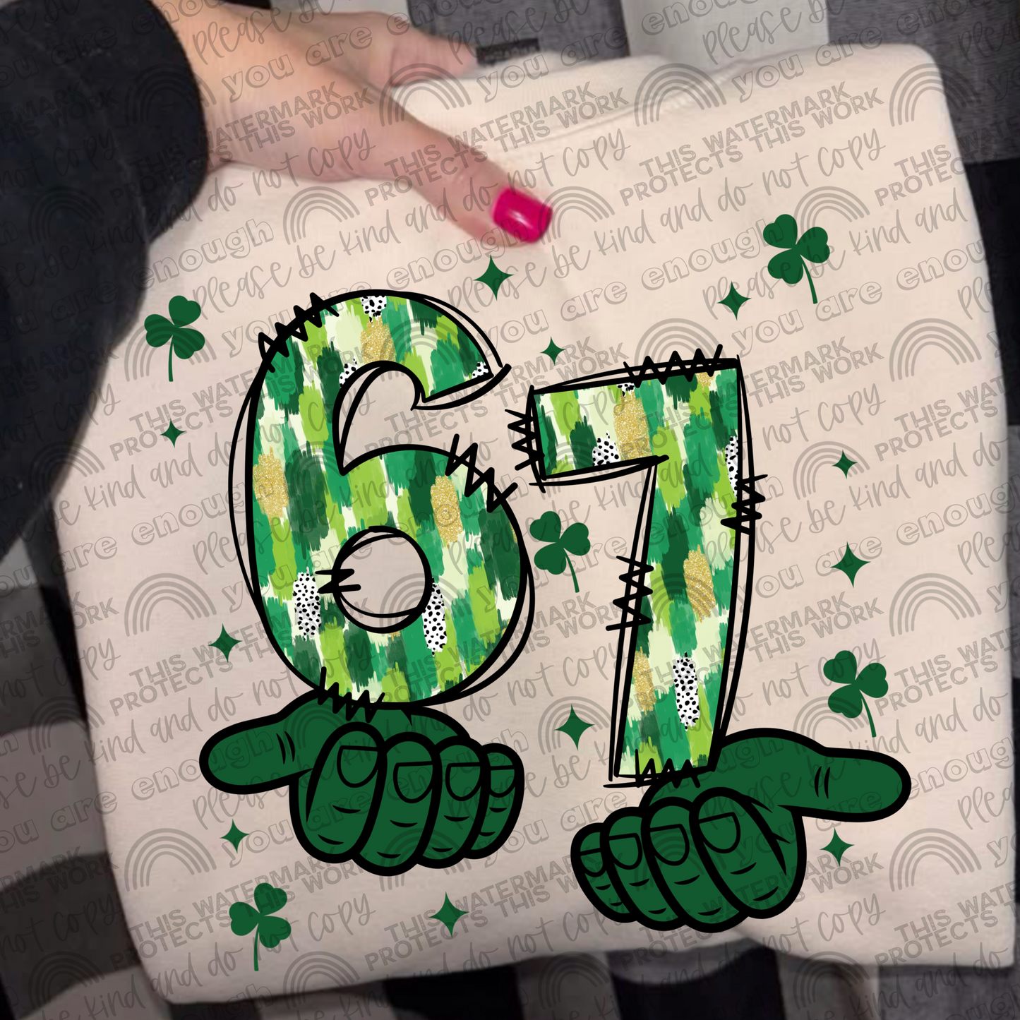 67 Six Seven St Patrick’s Day Hands PNG File