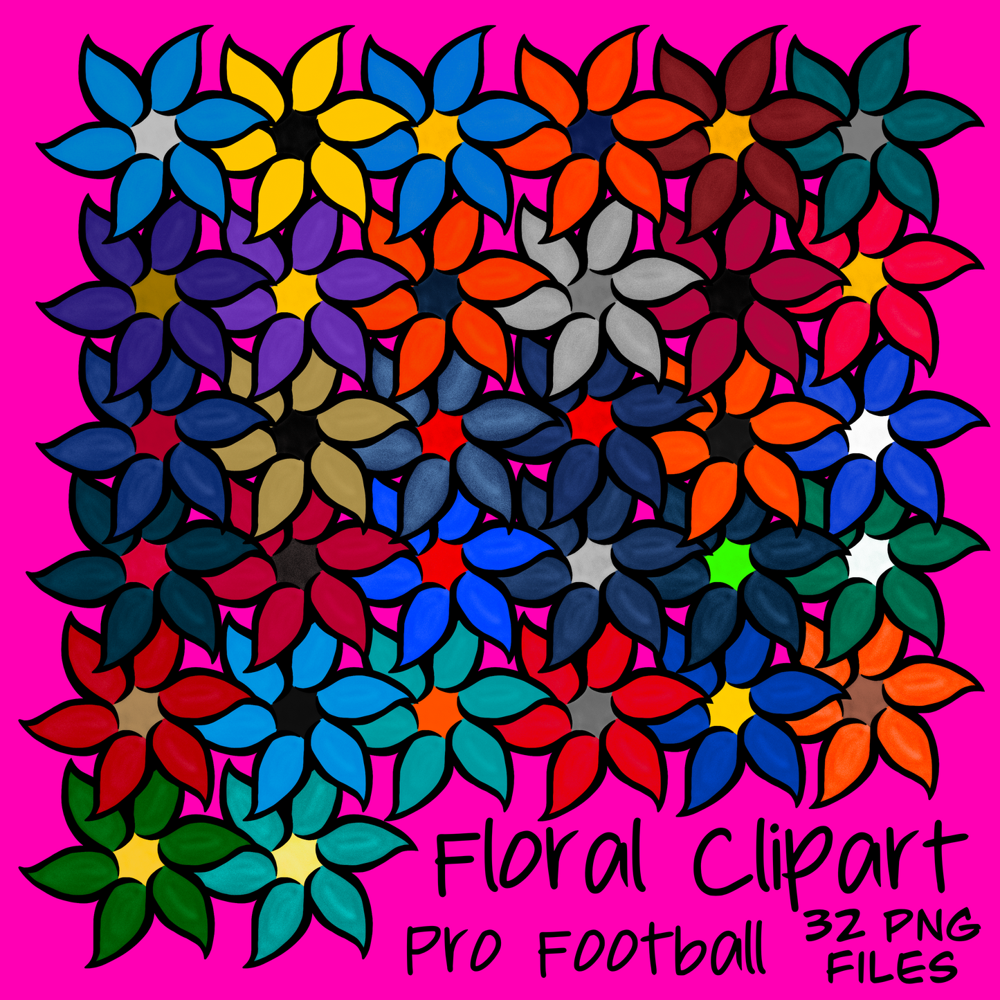 Floral Clipart Pro Football Colors- 32 PNG Files