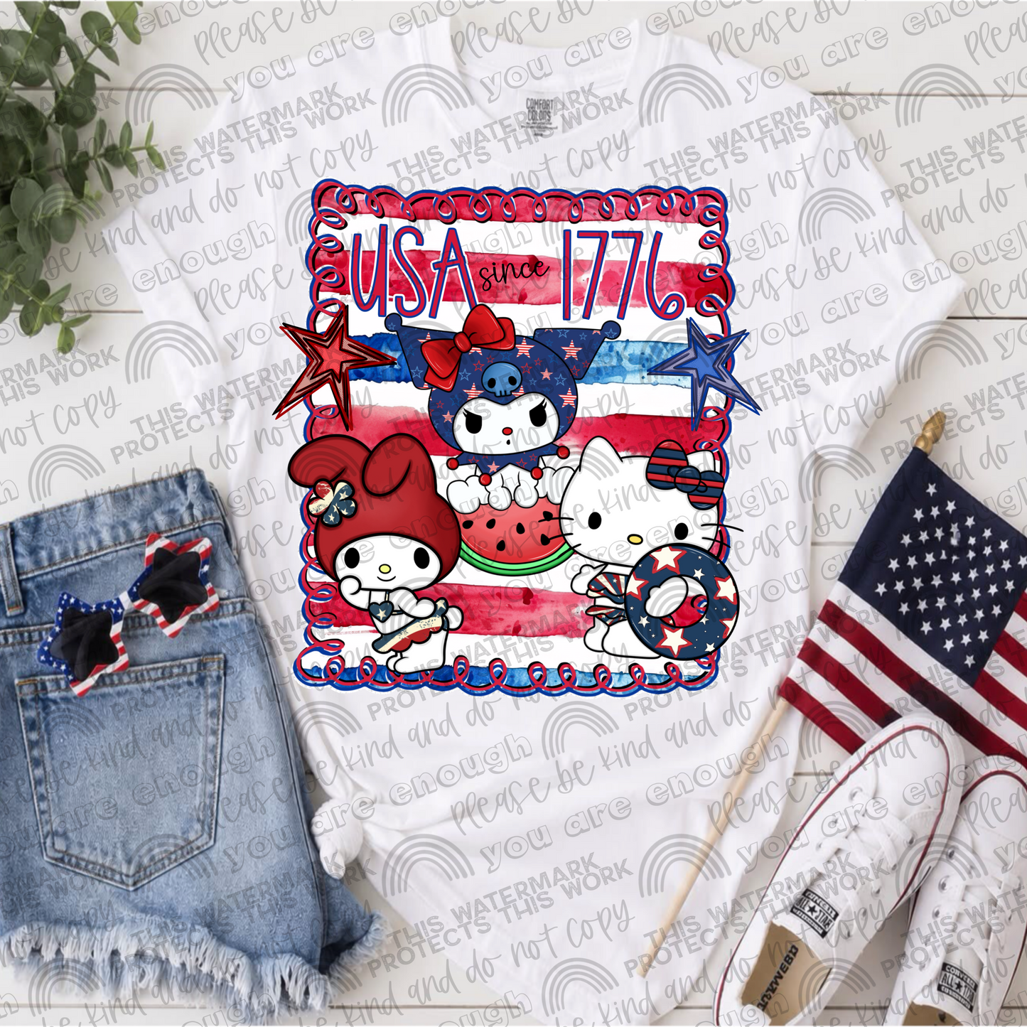 Hello Kitty & Friends USA Since 1776 PNG File