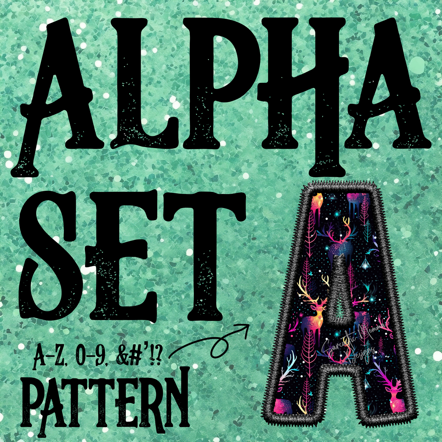 Neon Deer Faux Embroidery Alpha Set