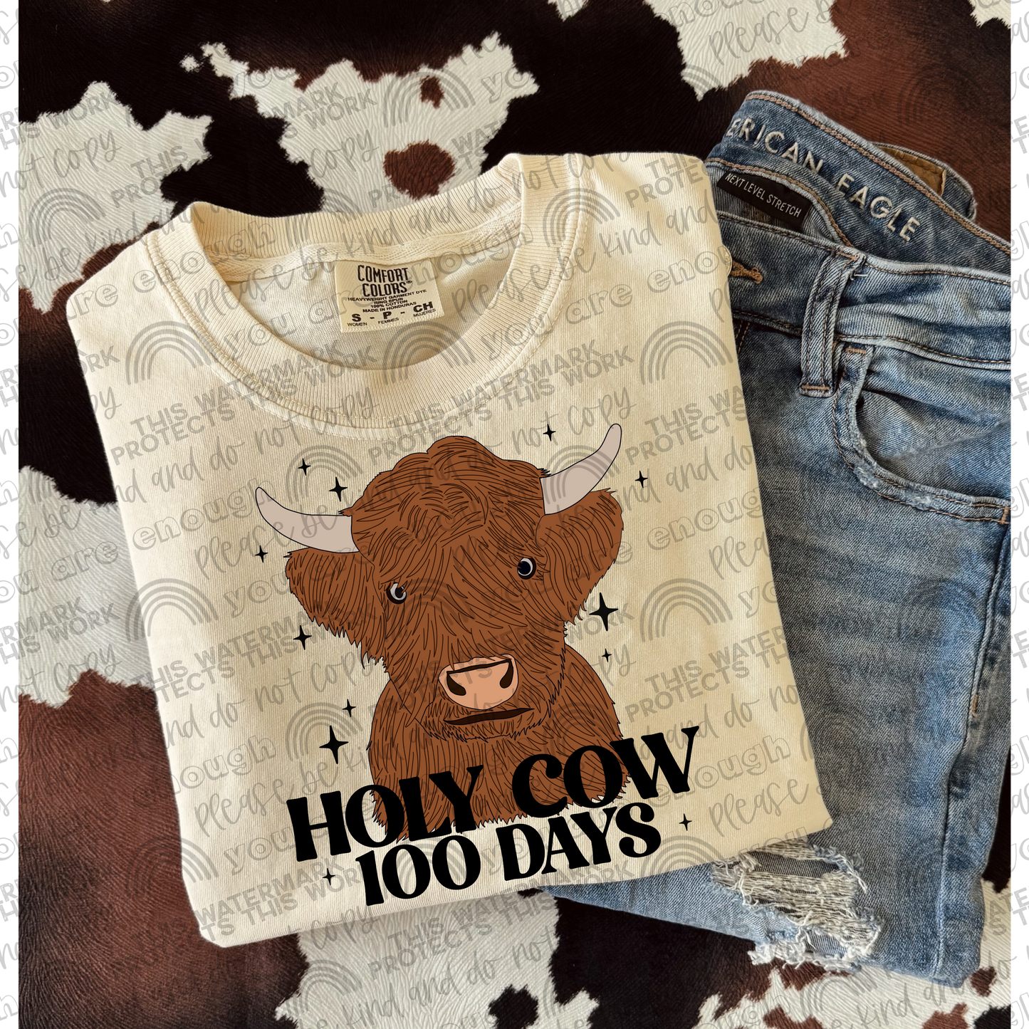 Holy Cow 100 Days Highland Cow PNG File