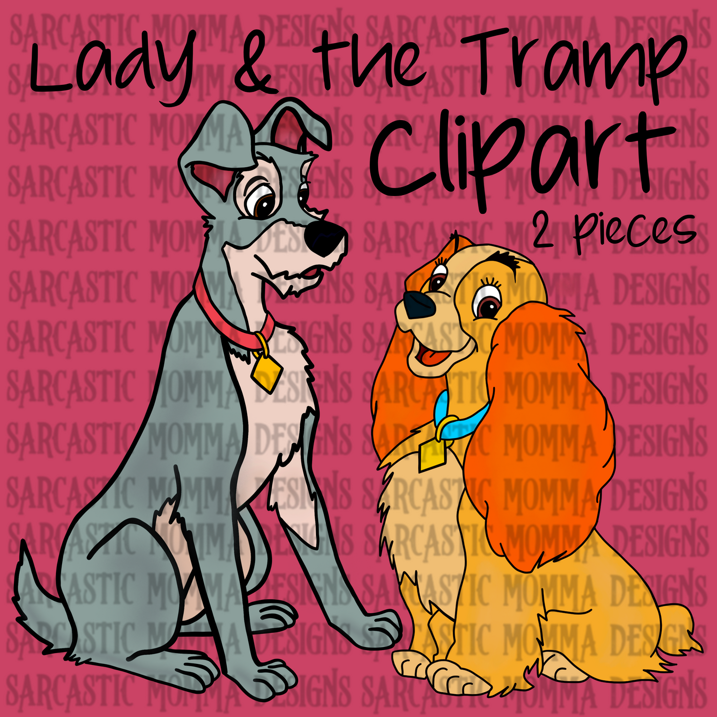 Lady and the Tramp Clipart- 2 PNG Files