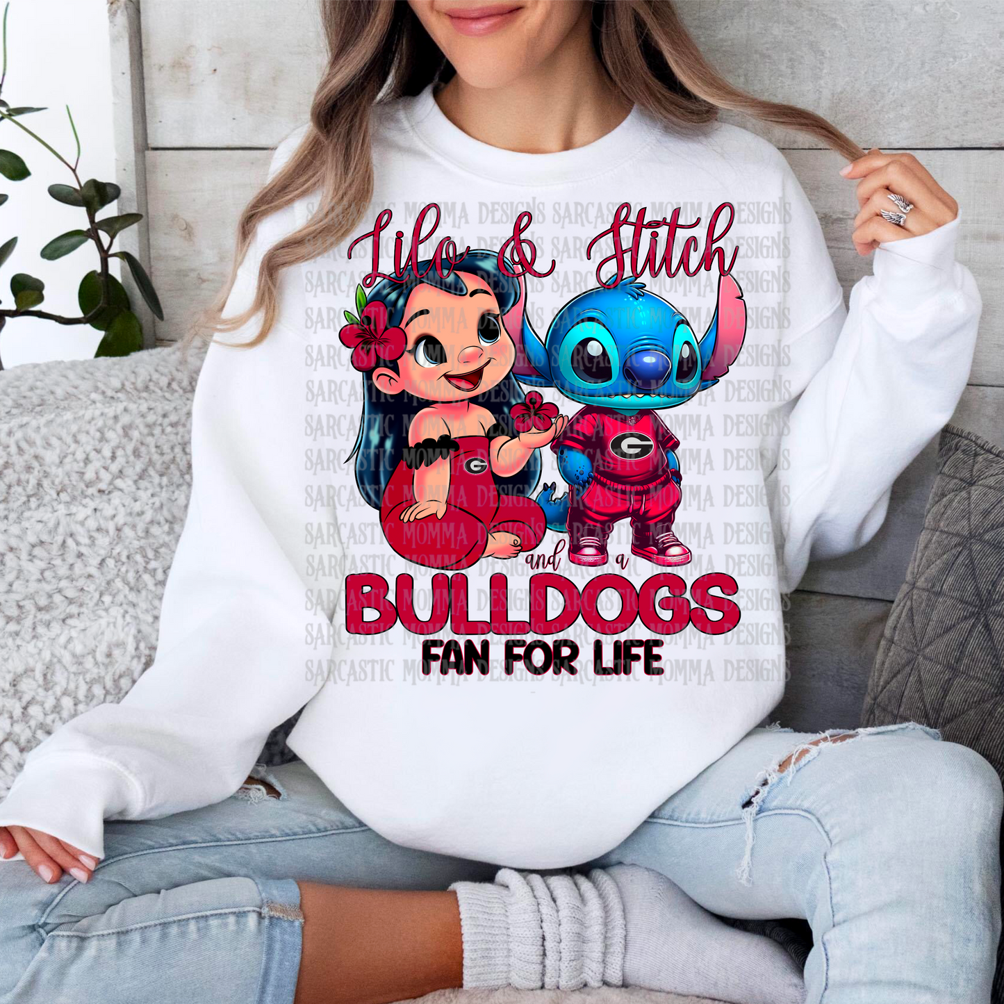 Lilo & Stitch and a Bulldogs Fan For Life PNG File