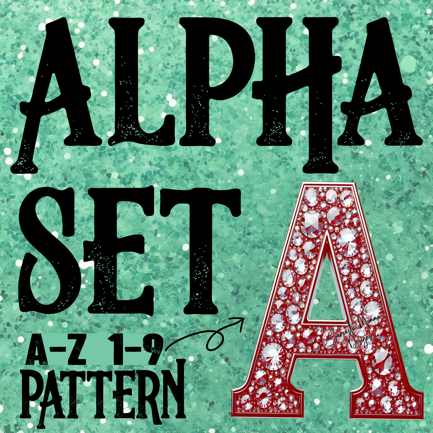 Red Rhinestones Alpha Set