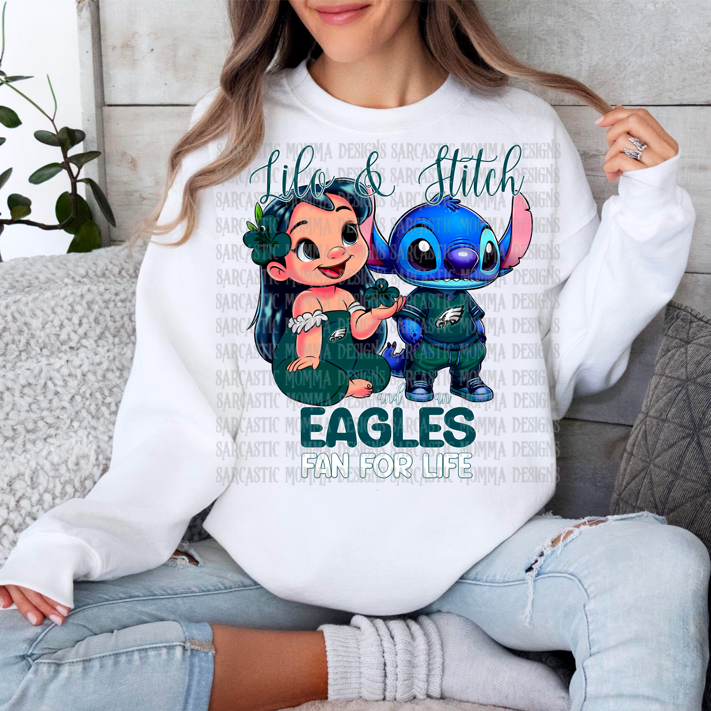 Lilo & Stitch and an Eagles Fan For Life PNG File