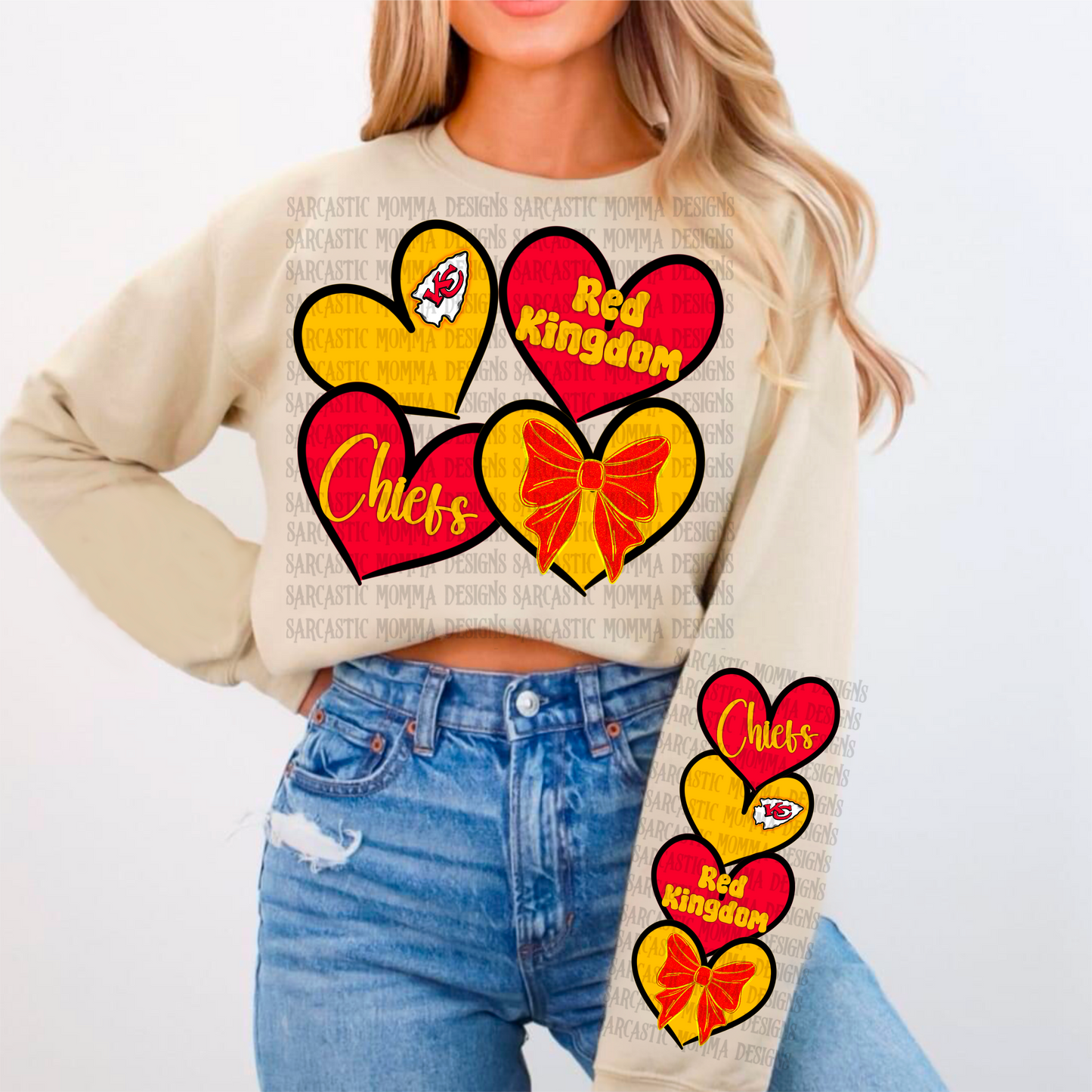 Chiefs Sports Hearts with Matching Sleeve- 2 PNG Files