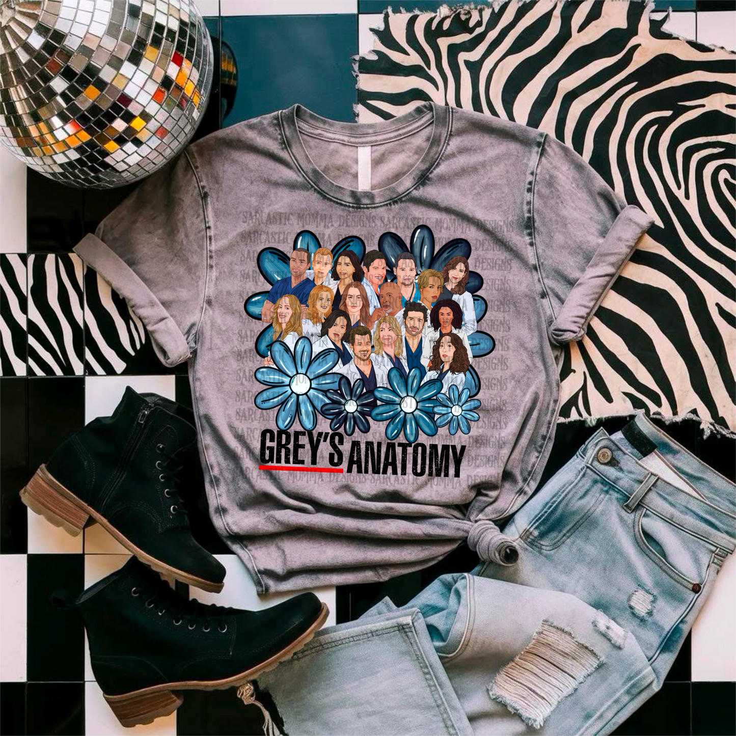 Greys Cast Floral PNG File