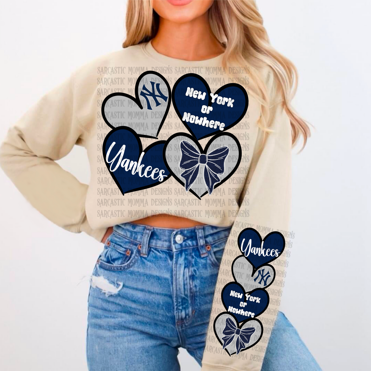 Yankees Sports Hearts with Matching Sleeve- 2 PNG Files