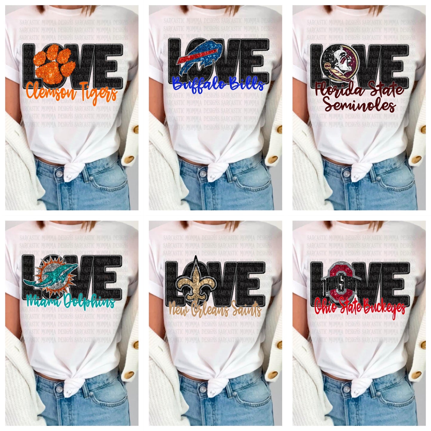 LOVE Football Sequin Logos Bundle