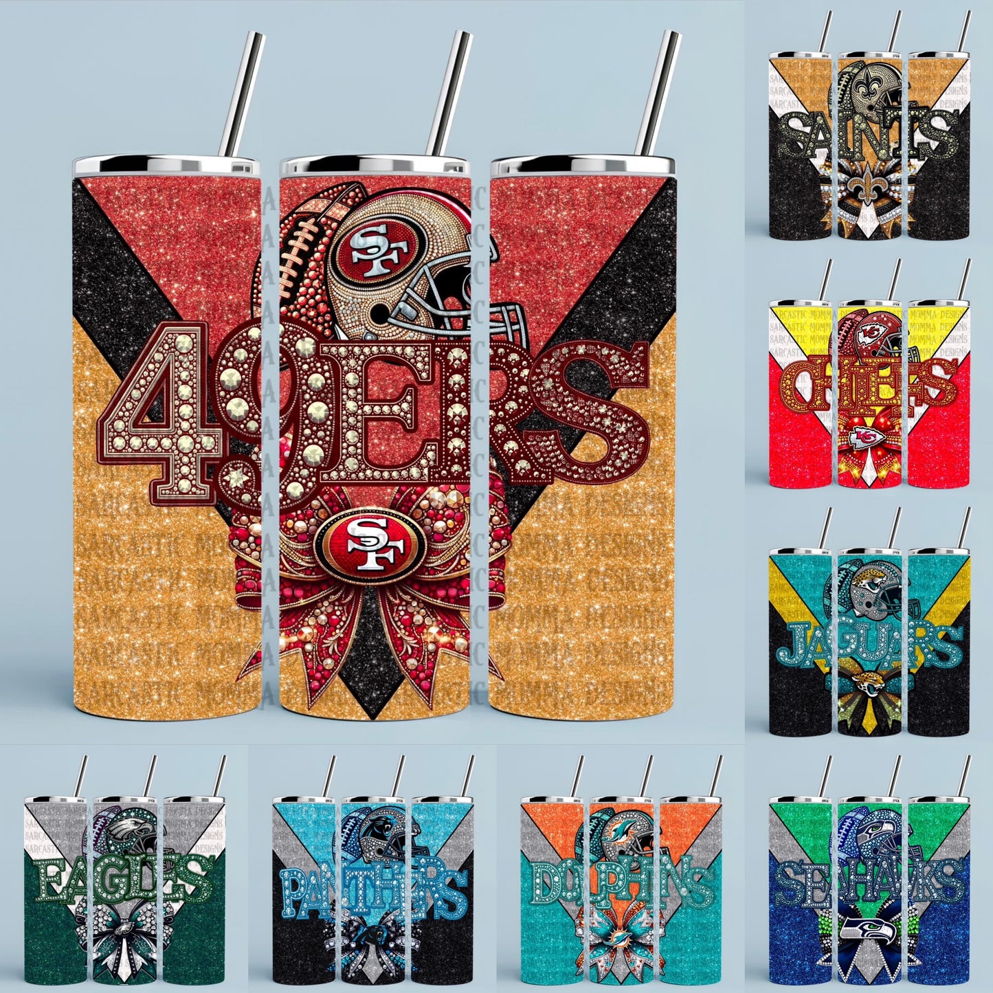 32 Teams 20oz Skinny Straight Tumbler Wraps Bundle