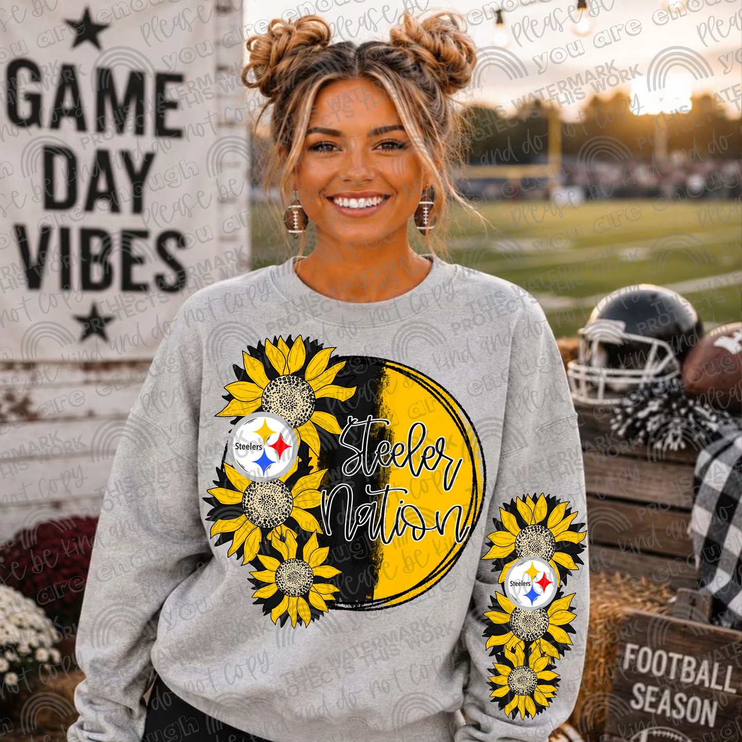 Sunflowers Pro Football Teams Bundle with Sleeves- 64 PNG Files