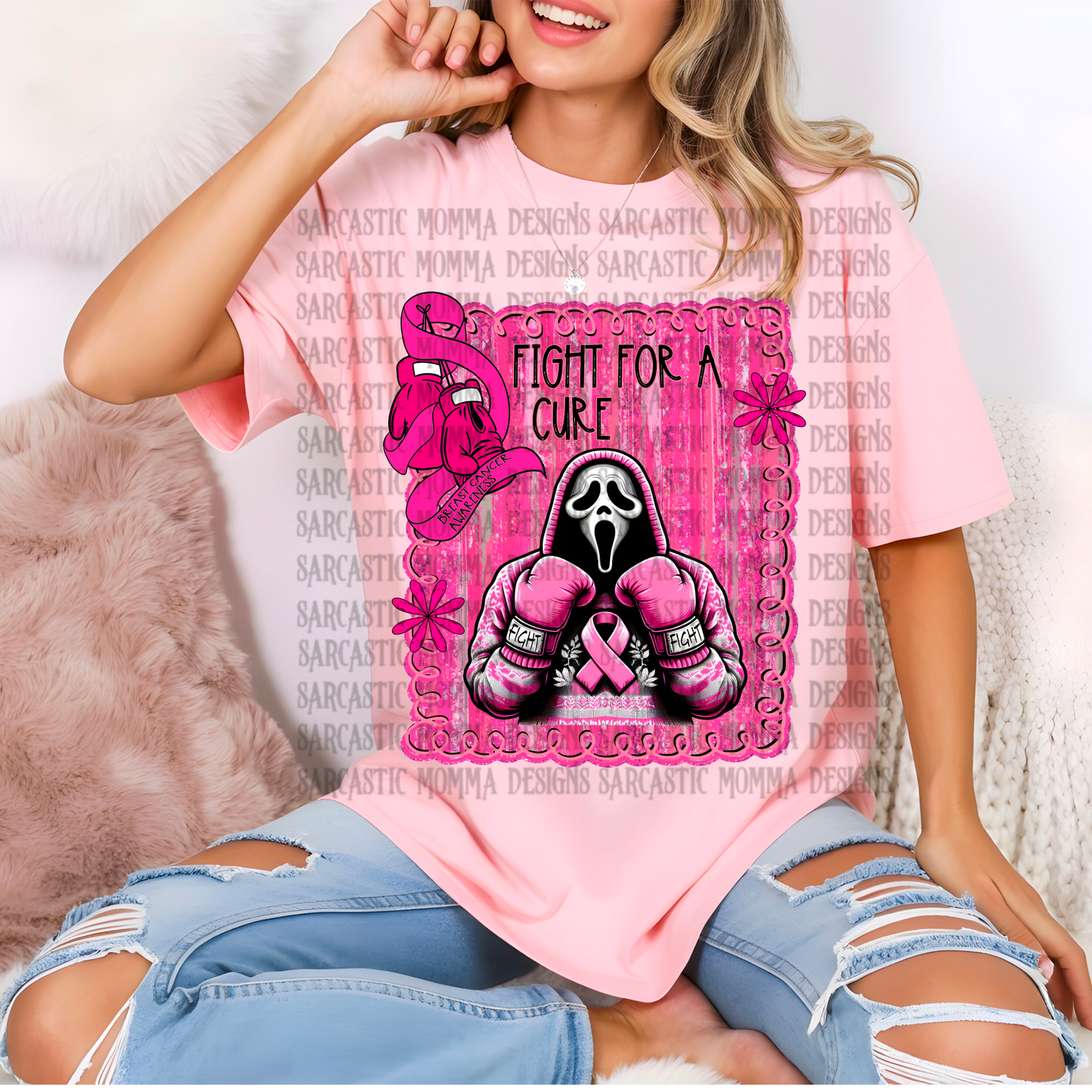 Fight For a Cure Breast Cancer Awareness Ghostface PNG File