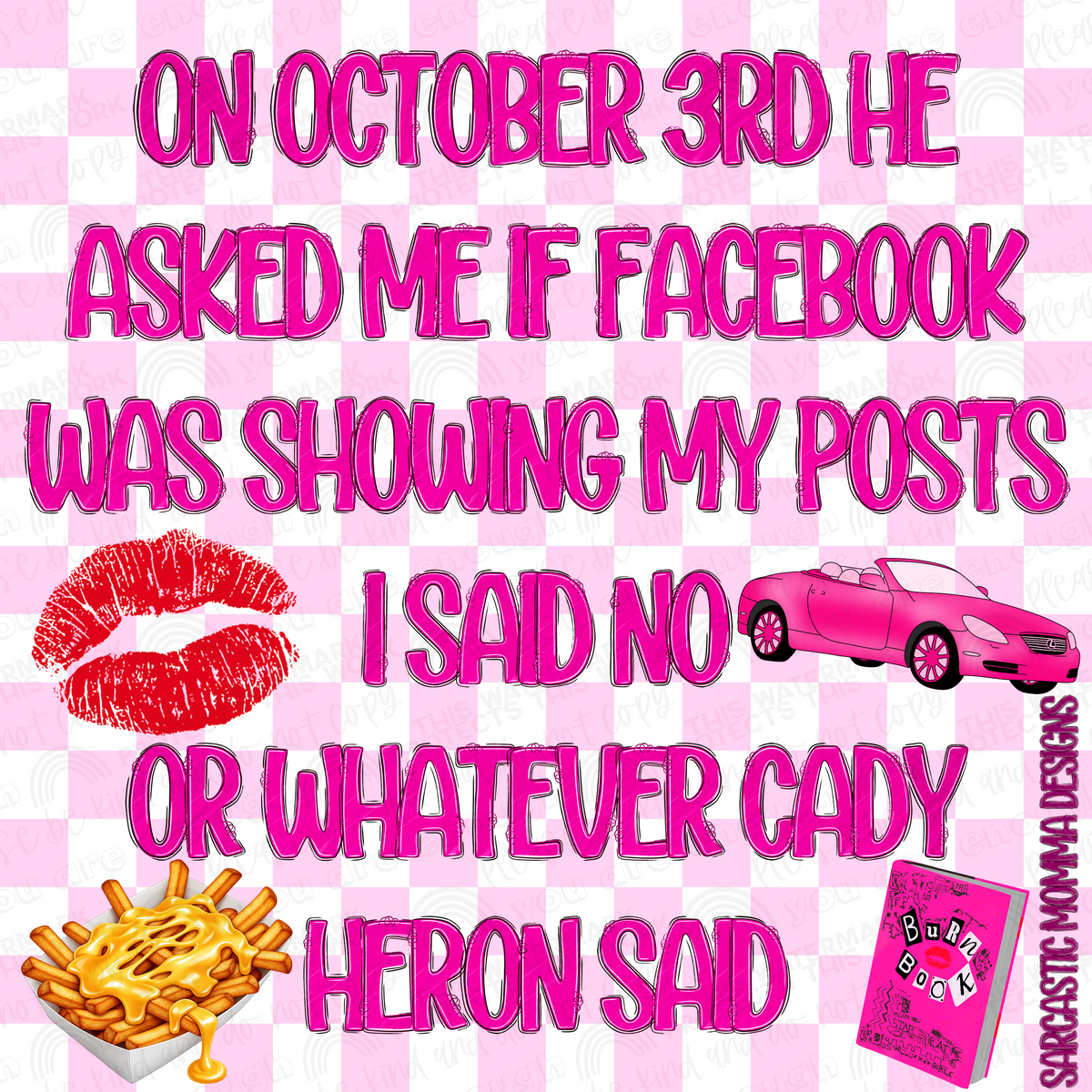Mean Girls Bundle- 21 PNG Files + Bonus File for Blankets and FB Engagement Graphic