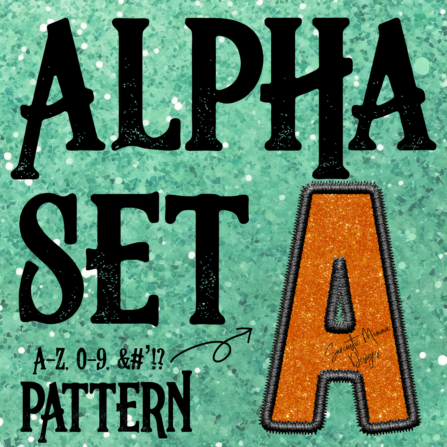 Burnt Orange Glitter Faux Embroidery Alpha Set