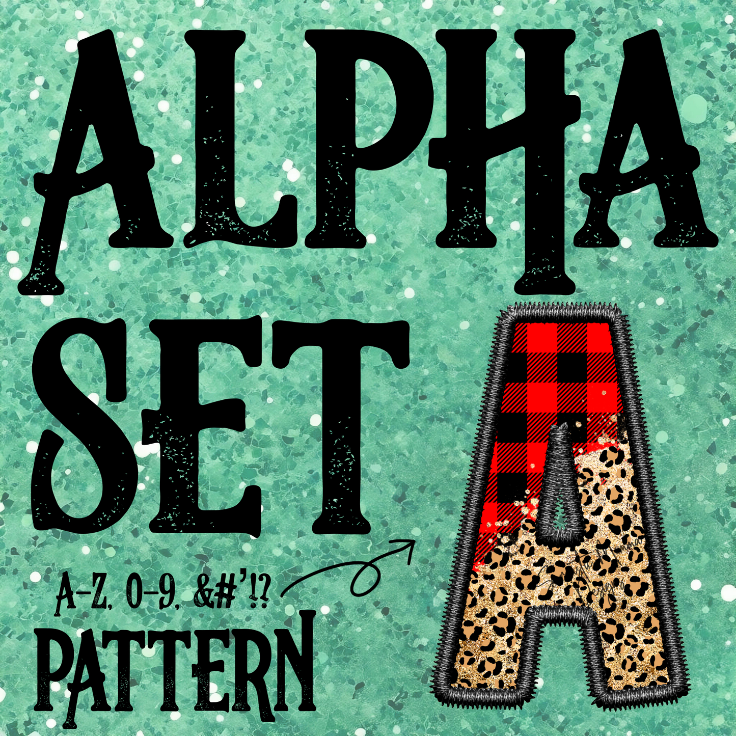 Leopard Red Buffalo Plaid Half & Half Faux Embroidery Alpha Set