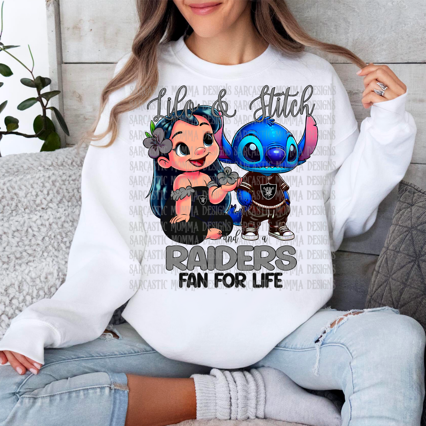 Lilo & Stitch and a Raiders Fan For Life PNG File