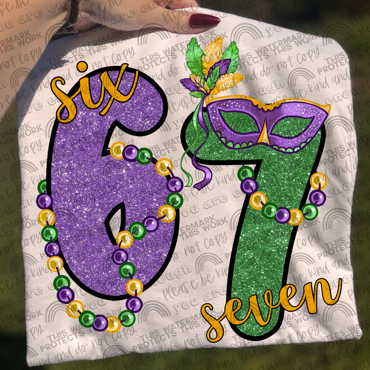 67 Six Seven Mardi Gras PNG File