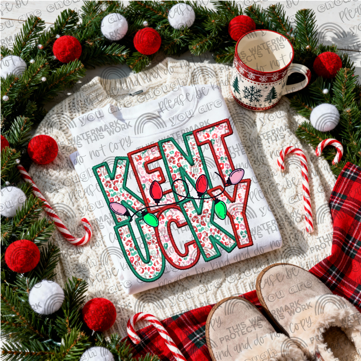 Kentucky Leopard Christmas Lights PNG File