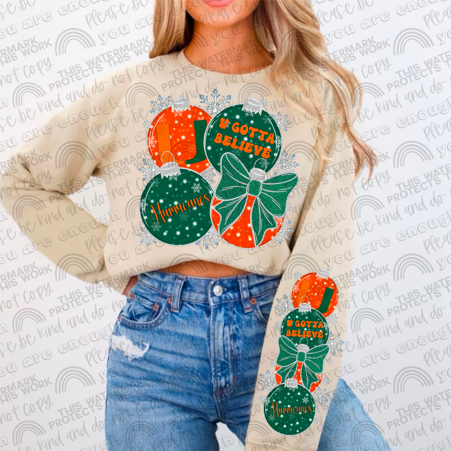 Miami Hurricanes Ornaments with Matching Sleeve- 2 PNG Files