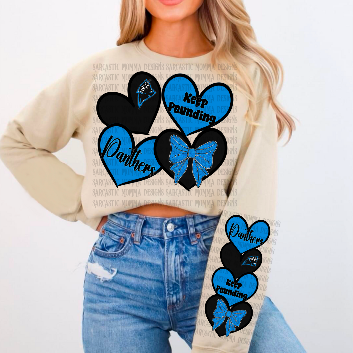 Panthers Sports Hearts with Matching Sleeve- 2 PNG Files