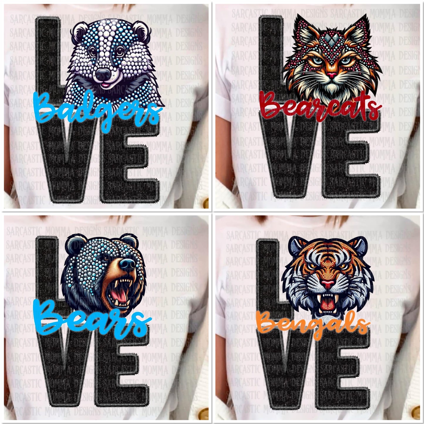 LOVE Mascots Rhinestones Stacked Bundle 1