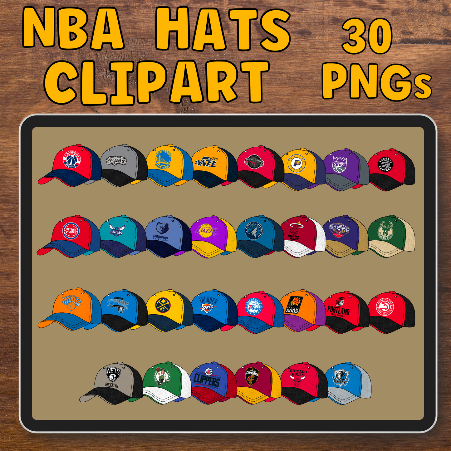 Hat Clipart Pro Basketball- 30 PNG Files
