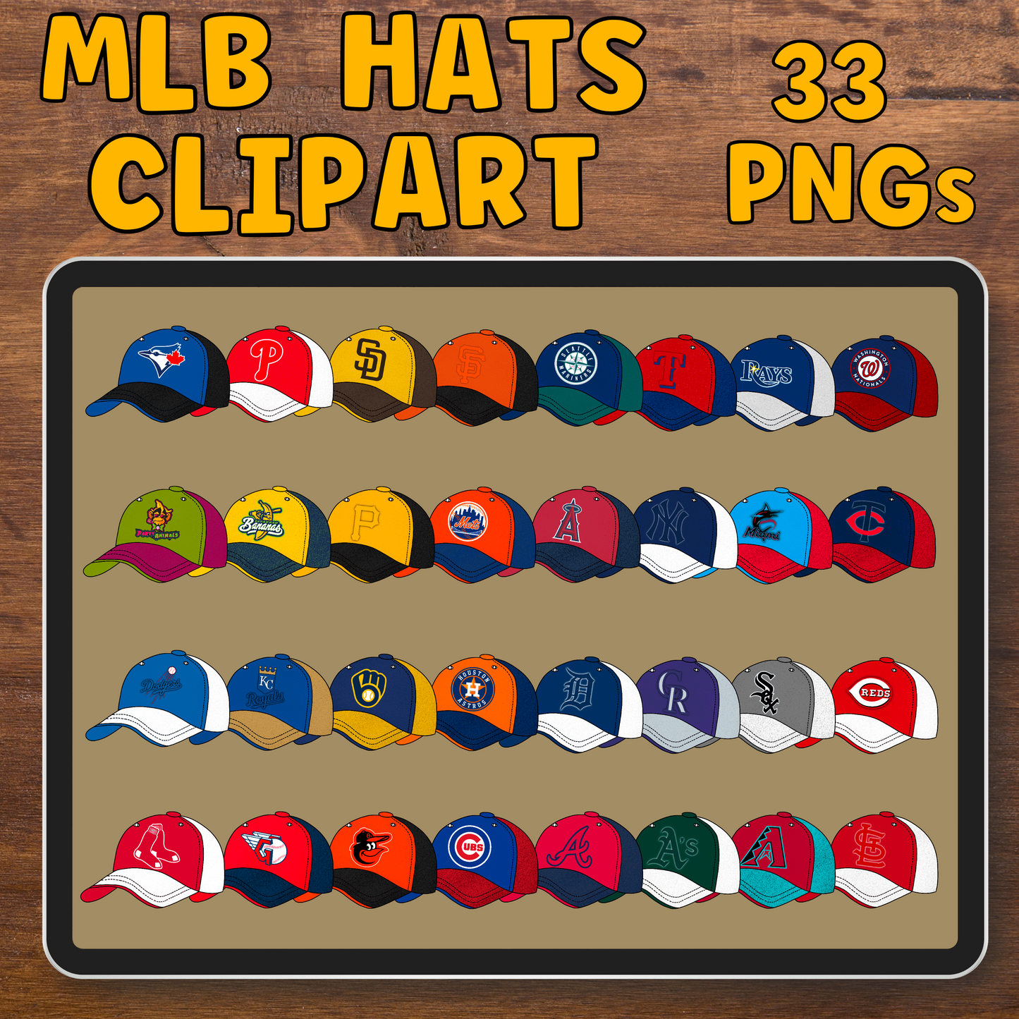 Hat Clipart Pro Baseball- 33 PNG Files