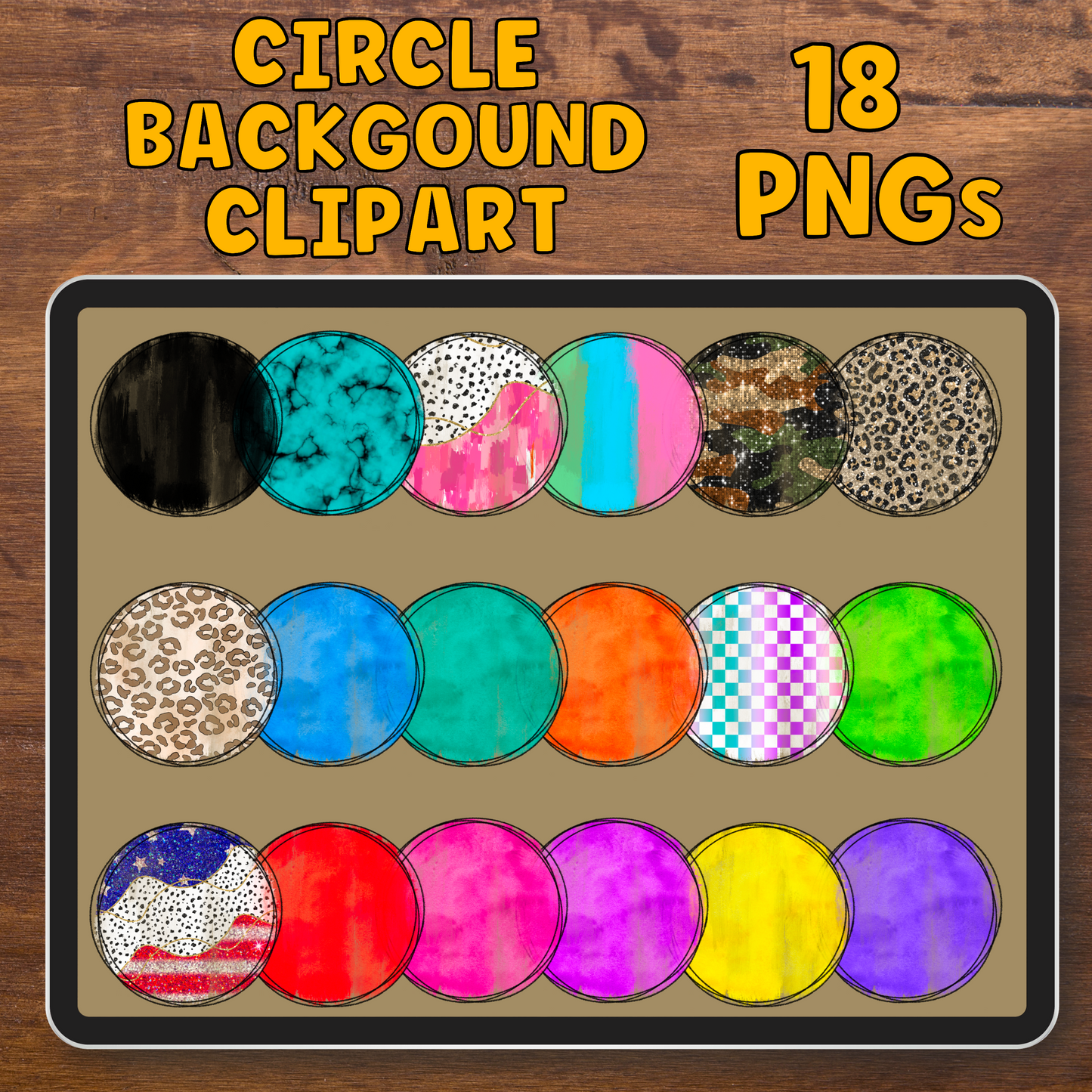 Circle Background Clipart- 18 PNG Files