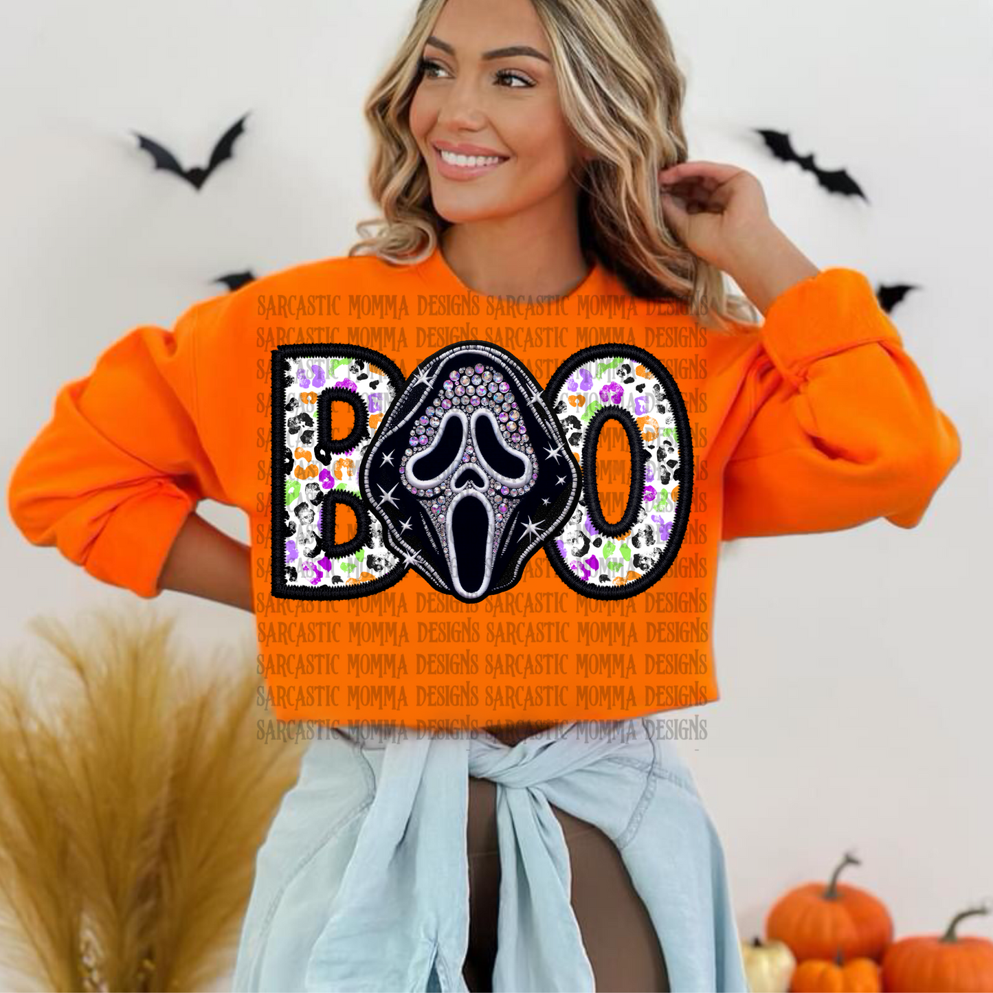 BOO Ghostface Rhinestones PNG File