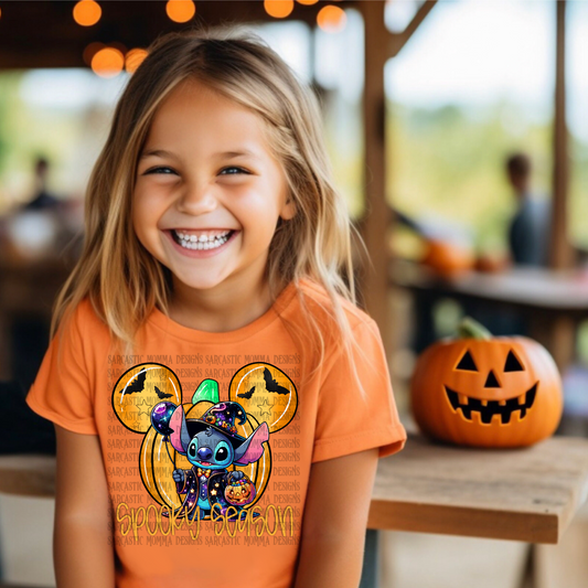 Stitch Spooky Season Mouse Head Pumpkin With & Without Frame- 2 PNG Files