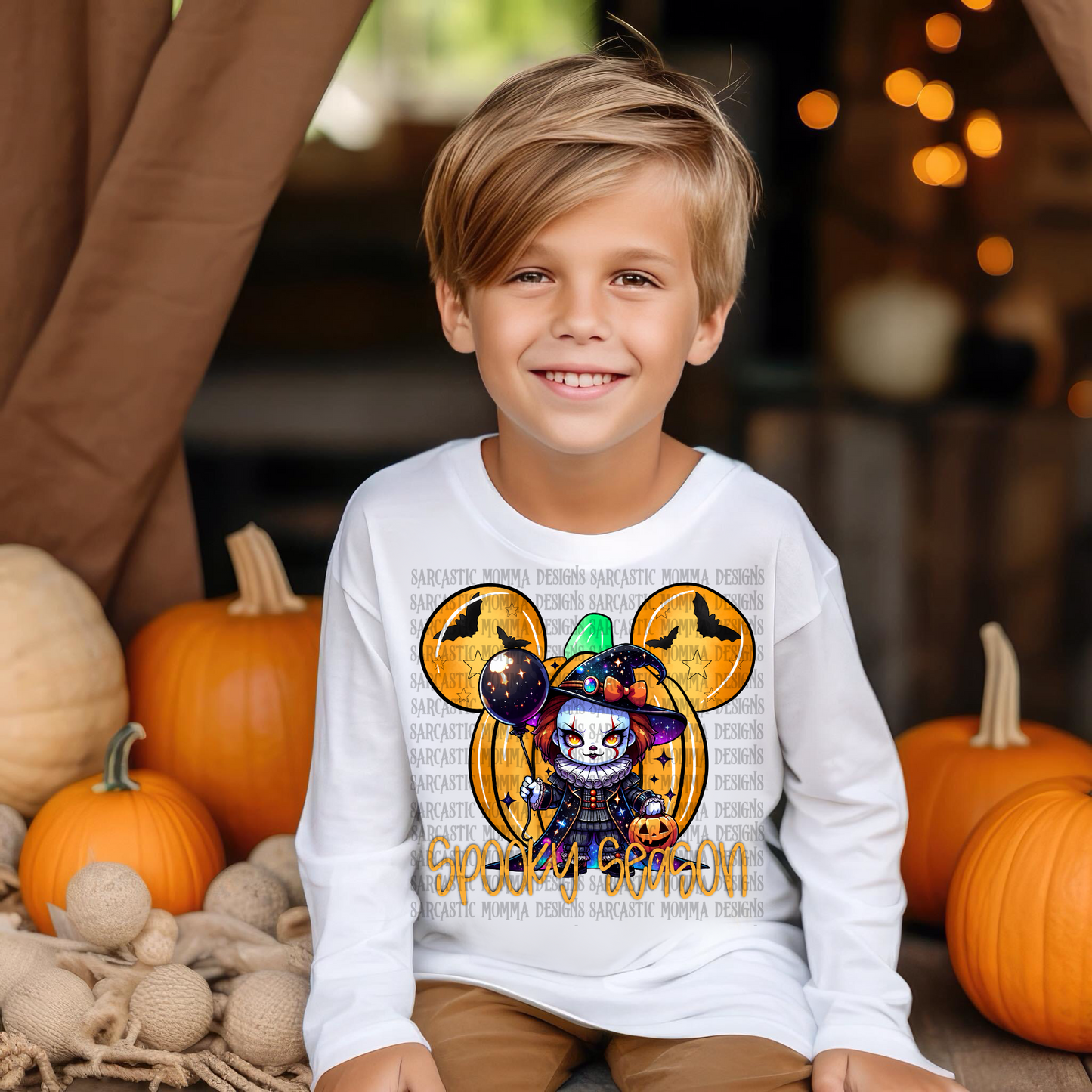 Pennywise Spooky Season Mouse Head Pumpkin With & Without Frame- 2 PNG Files