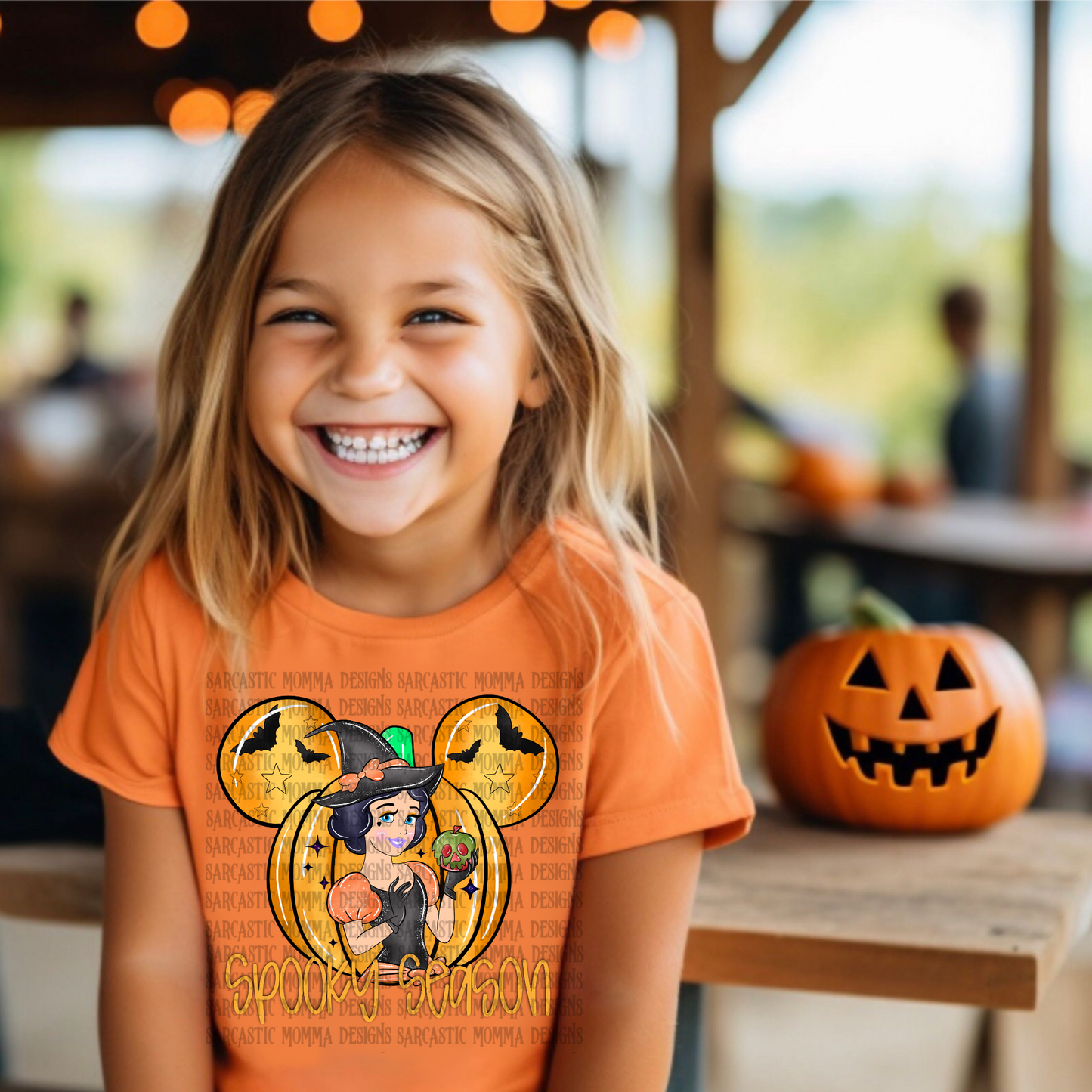 Snow White Spooky Season Mouse Head Pumpkin With & Without Frame- 2 PNG Files