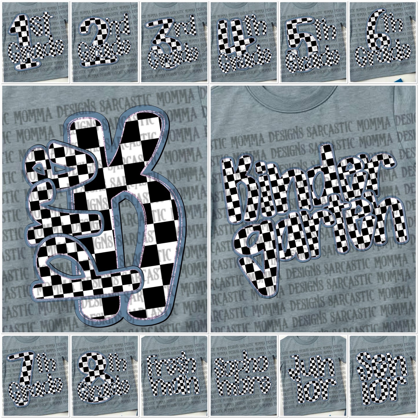 School Grades Blue Checkered- 14 PNG Files