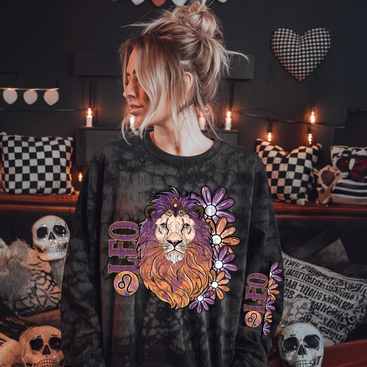 Leo Floral Zodiac Sign with Sleeve- 2 PNG Files