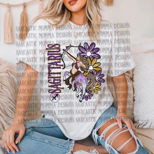 Sagittarius Floral Zodiac Sign with Sleeve- 2 PNG Files