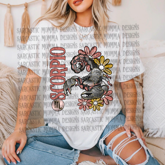 Scorpio Floral Zodiac Sign with Sleeve- 2 PNG Files