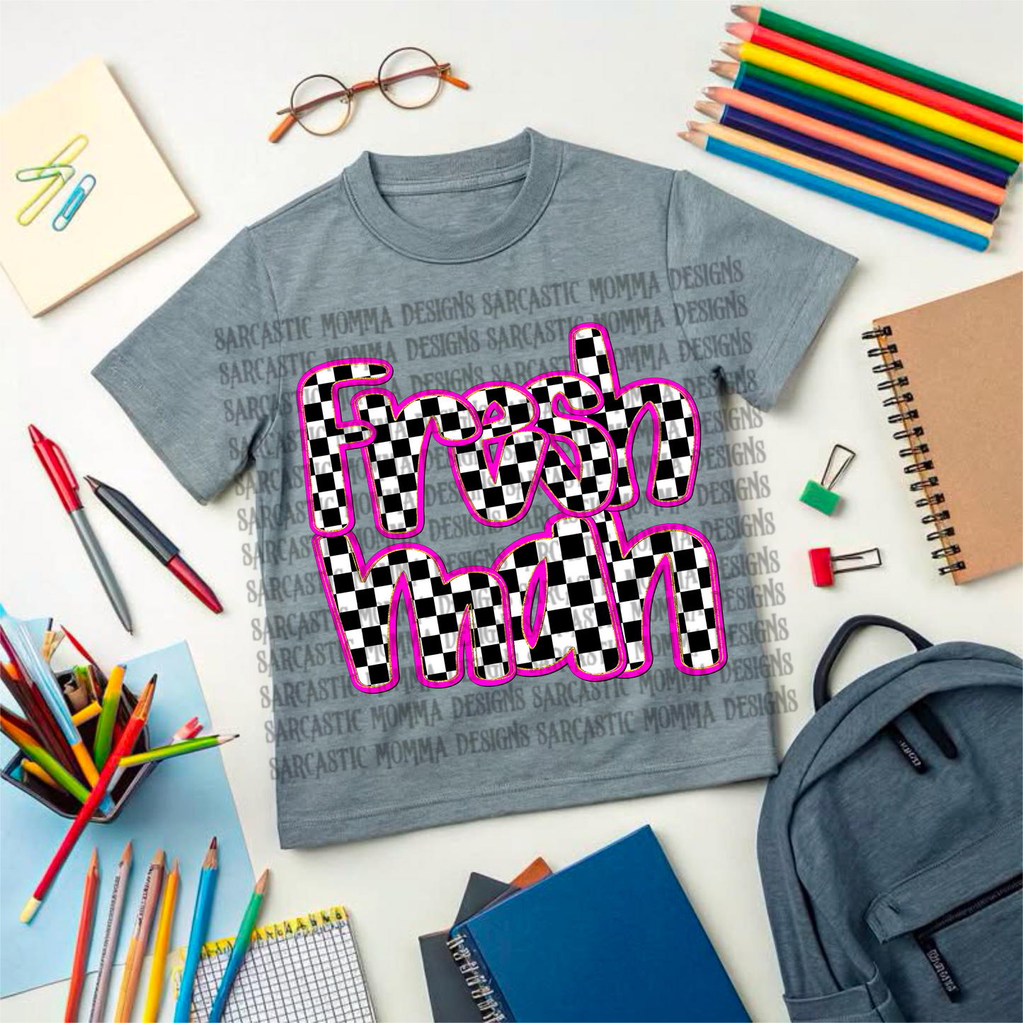 Freshman Pink Checkered PNG File