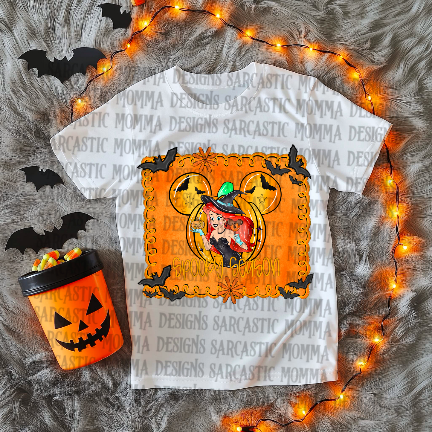 Ariel Spooky Season Mouse Head Pumpkin With & Without Frame- 2 PNG Files