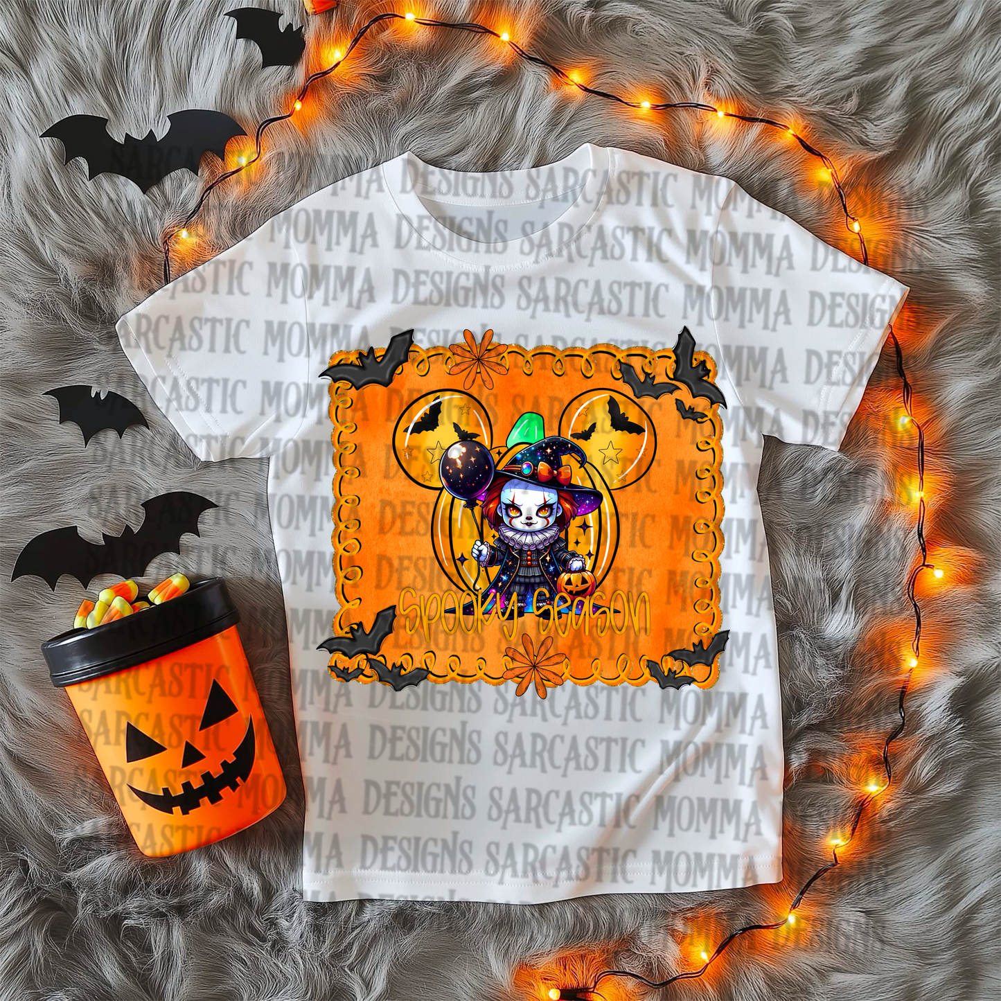 Pennywise Spooky Season Mouse Head Pumpkin With & Without Frame- 2 PNG Files