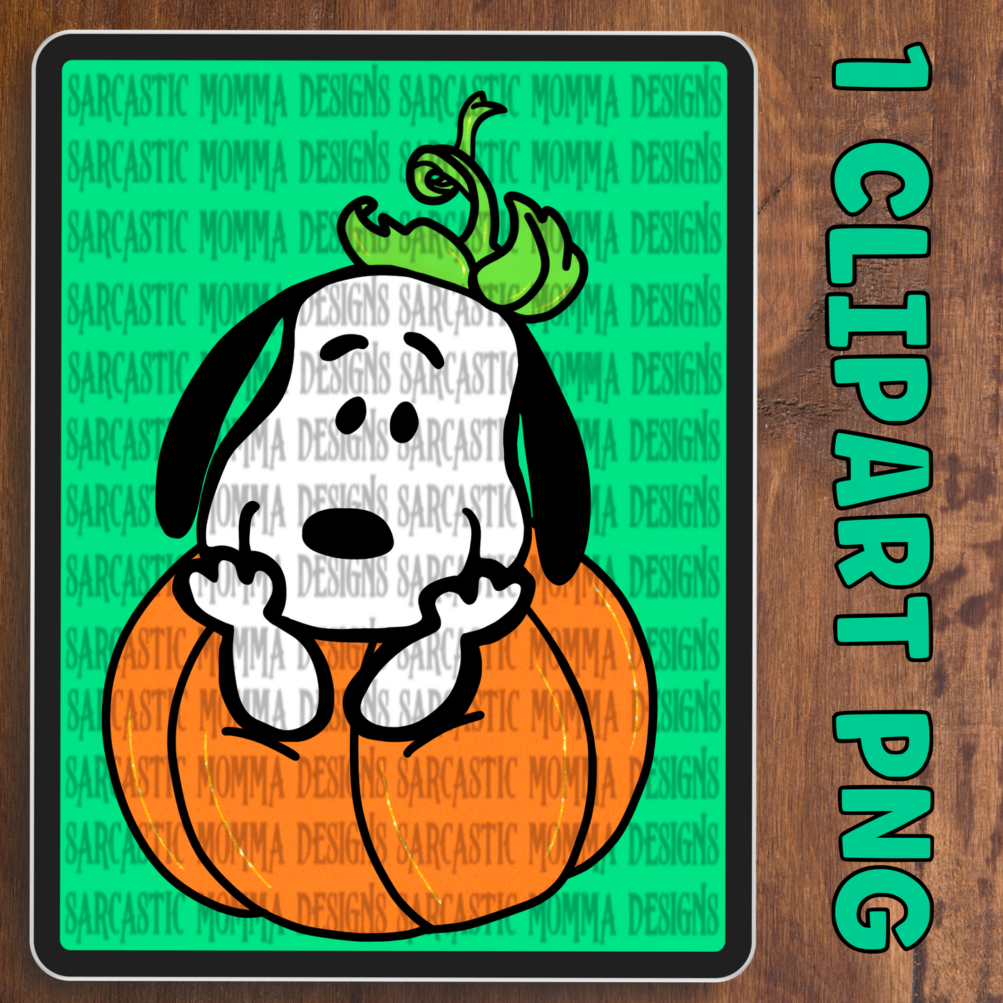 Snoopy Pumpkin Clipart- 1 PNG File