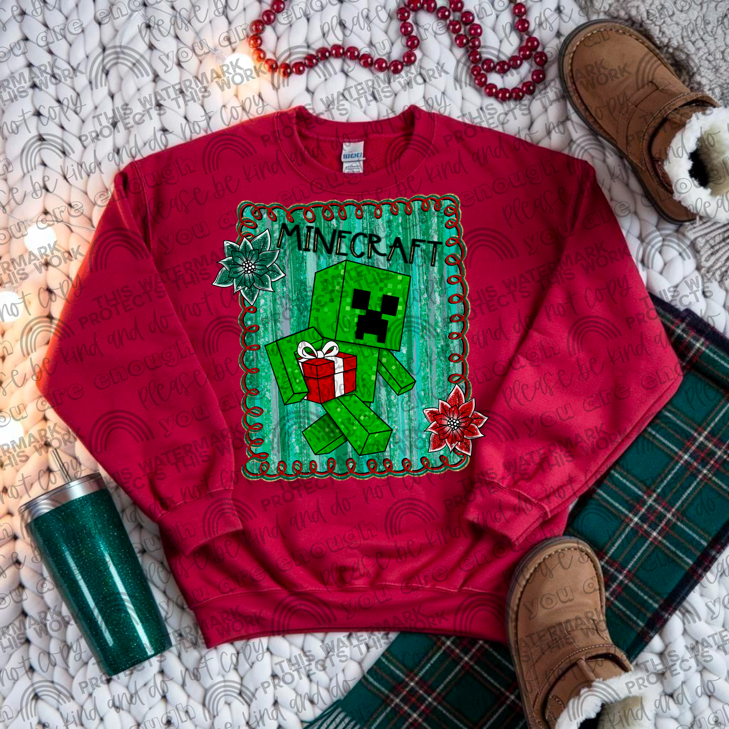 Minecraft Christmas Framed PNG File