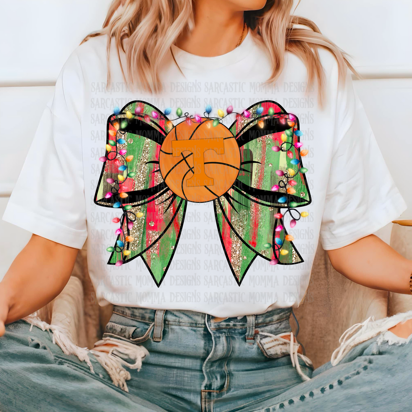 Christmas Basketball Bow Vols PNG File