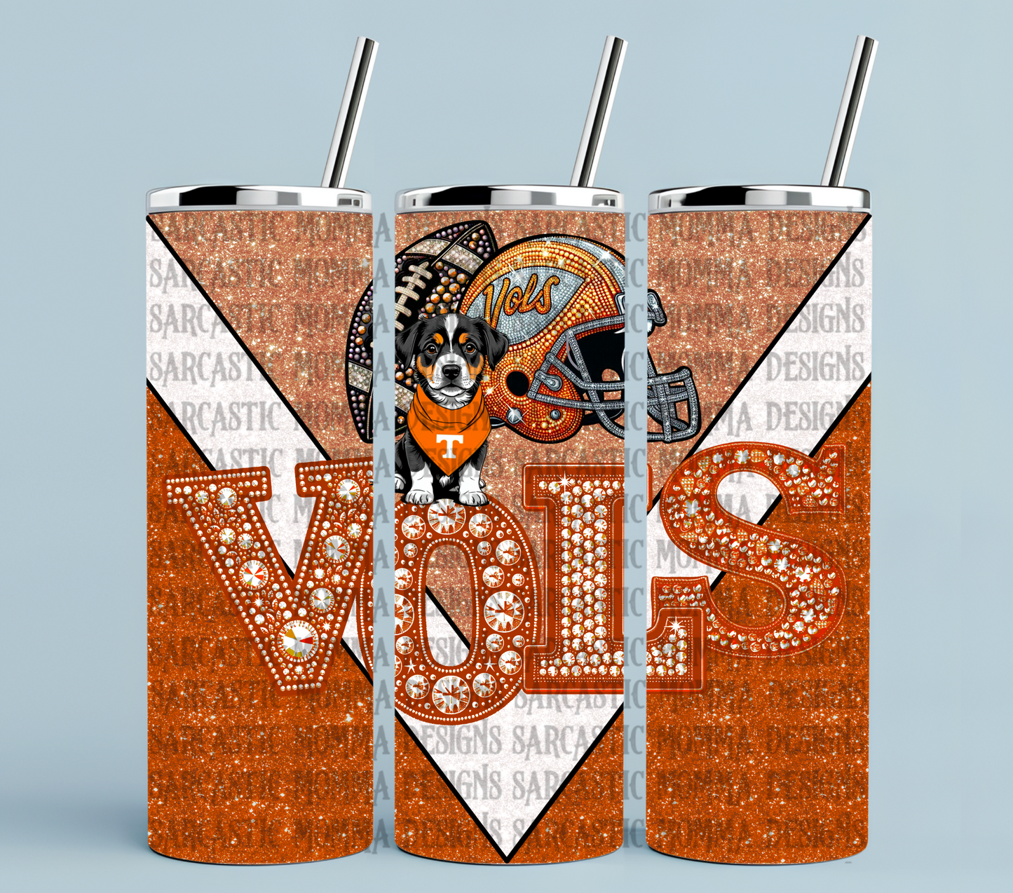 Vols Rhinestone Dog 20oz Skinny Tumbler PNG File